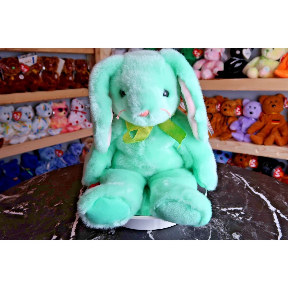 TY Beanie Buddy - Hippity the Green Bunny | MWMT‎ | Vintage | Rare